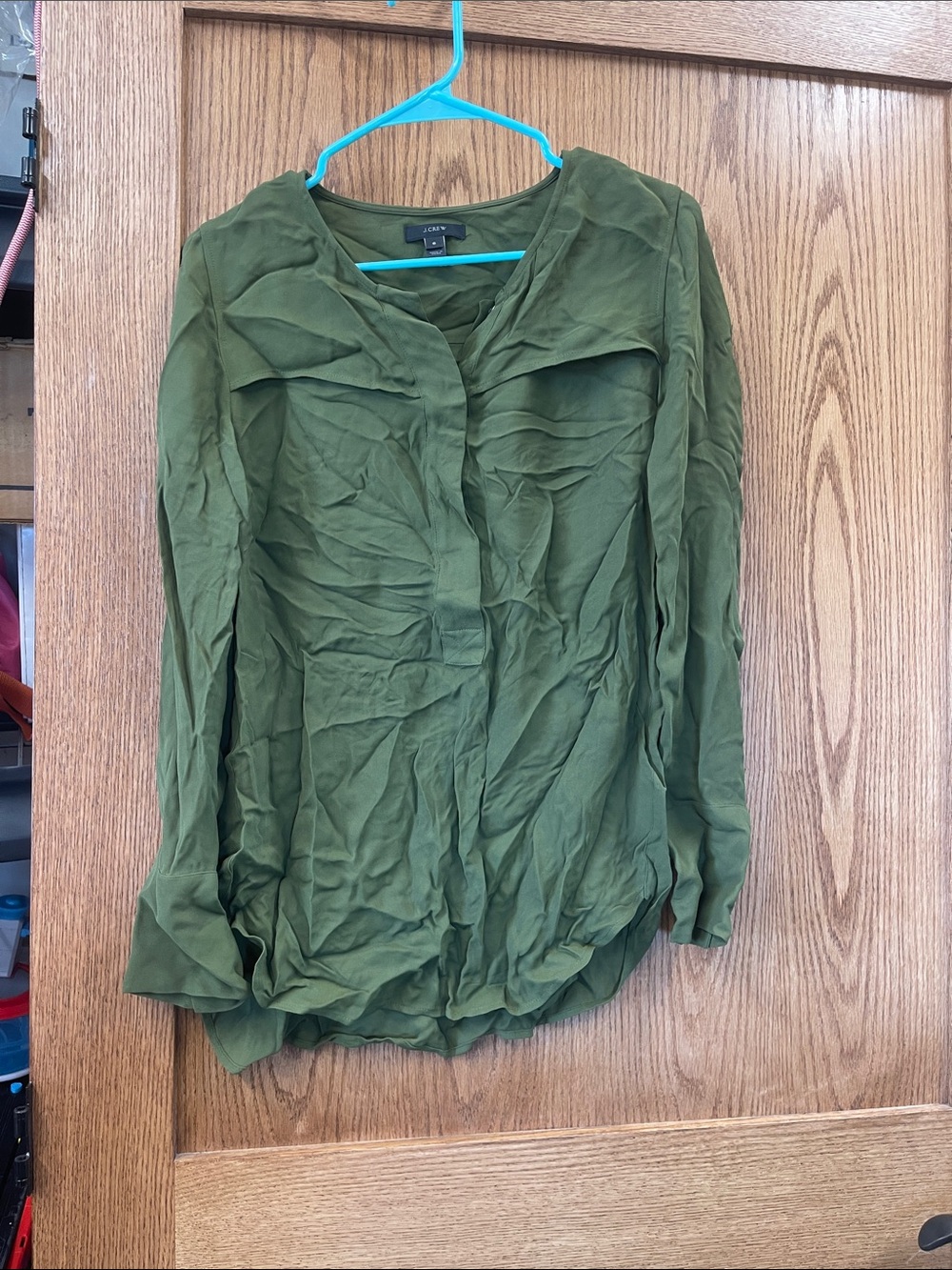 J. Crew Olive Green Button-Front Women's Shirt